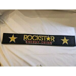 Rockstar‎ Energy Drink Flexible Rubber Bar Spill Mat Beer Advertising 24" X 3.5"
